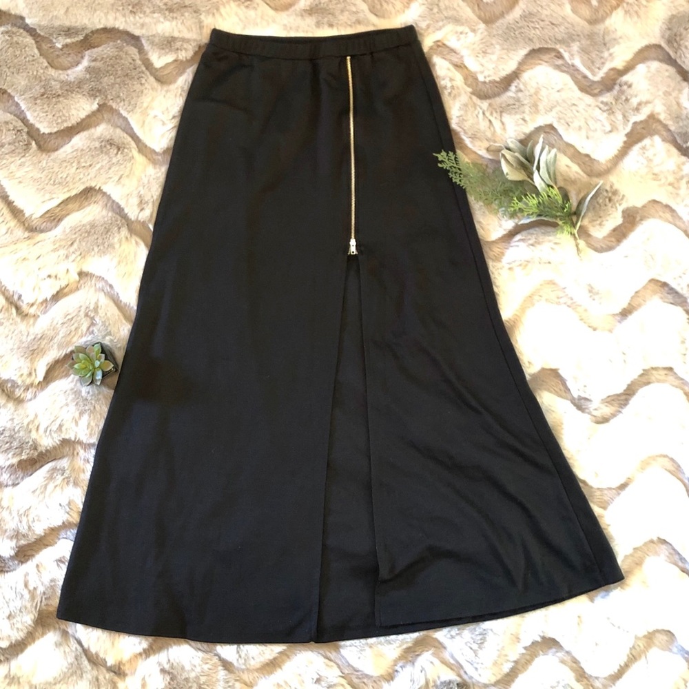 🔴 Gothic Emo Punk Long Black Maxi Skirt w/ Zip M
